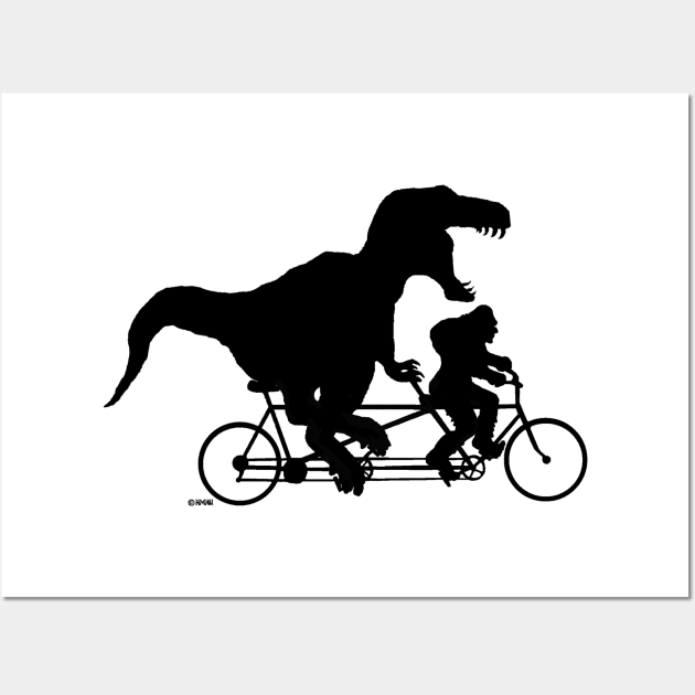 Gone Squatchin cycling with T-rex Wall Art by NewSignCreation